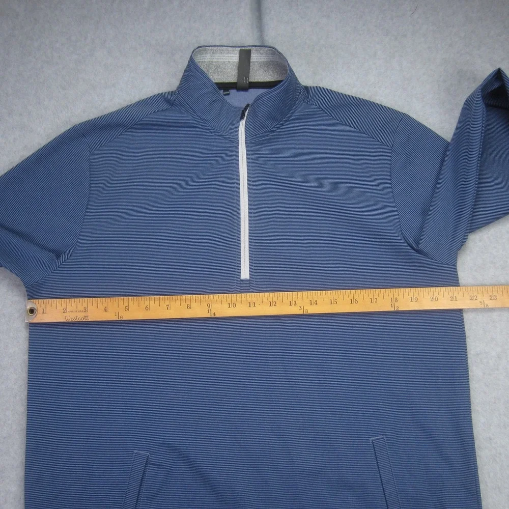 Adidas Windbreaker Mens Small‎ Blue Stripe 1/4 Zip Golf Performance Jacket